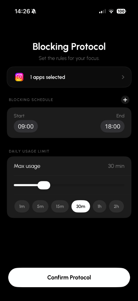 Blocking Protocol Rules screen
