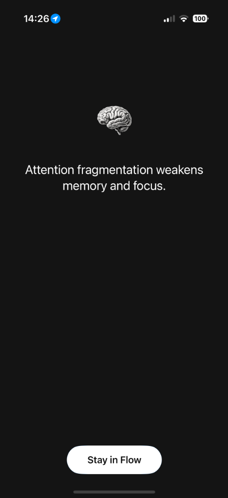 Attention Fragmentation warning screen