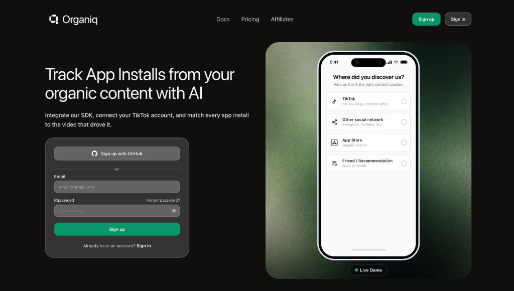 Organiq Platform & Onboarding Preview